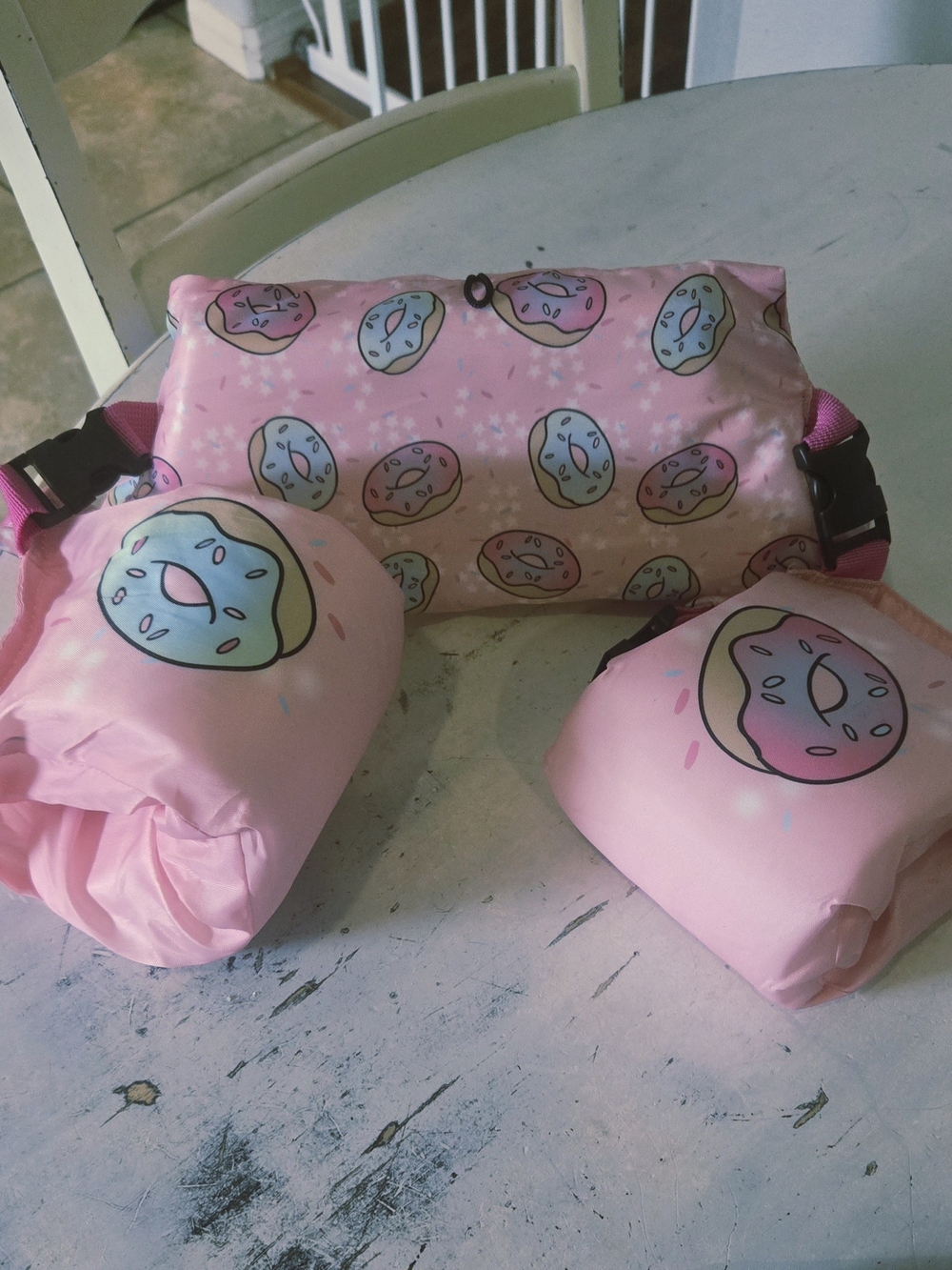 Kids Pink Donut Float Vest and Arm Bands
